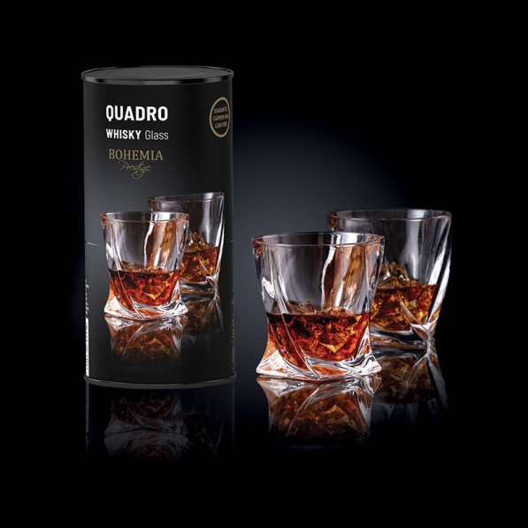 Szklanki do whisky kryształowe BOHEMIA QUADRO 340 ml 2 szt.
