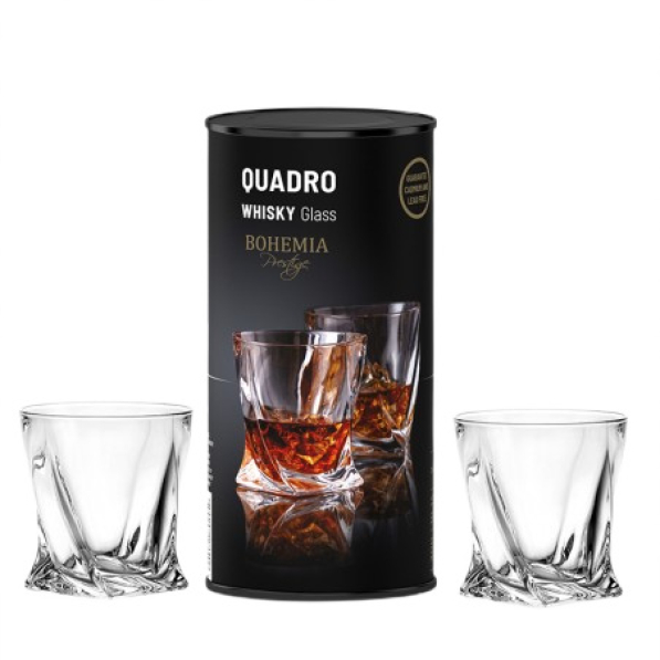 Szklanki do whisky kryształowe BOHEMIA QUADRO 340 ml 2 szt.