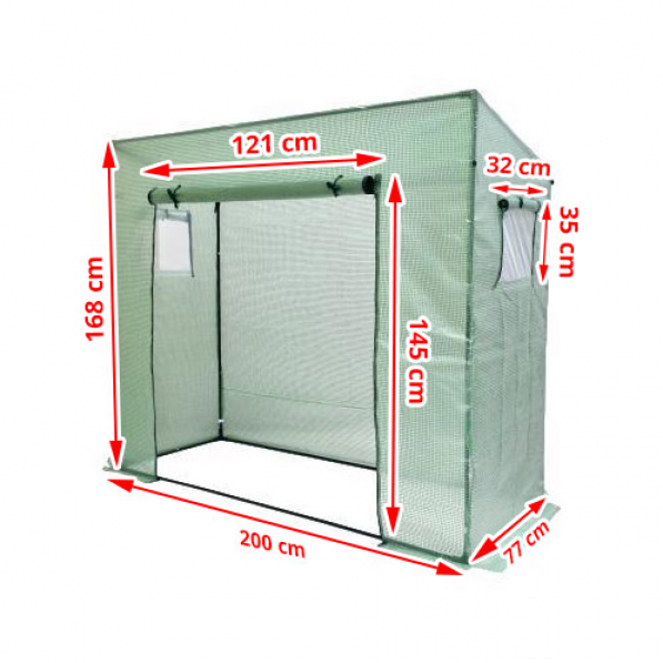 Szklarnia ogrodowa foliowa TEPLISA ZIELONA 200 x 77 x 168/146 cm