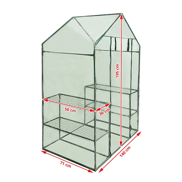 Szklarnia ogrodowa foliowa z półkami KWIATEK 195 x 140 x 71 cm