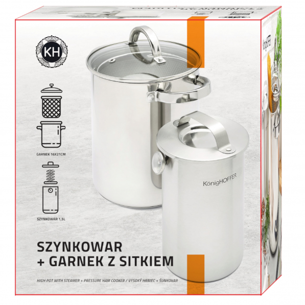 Szynkowar ze stali nierdzewnej z garnkiem i akcesoriami KONIGHOFFER HAM COOKER 1,5 kg