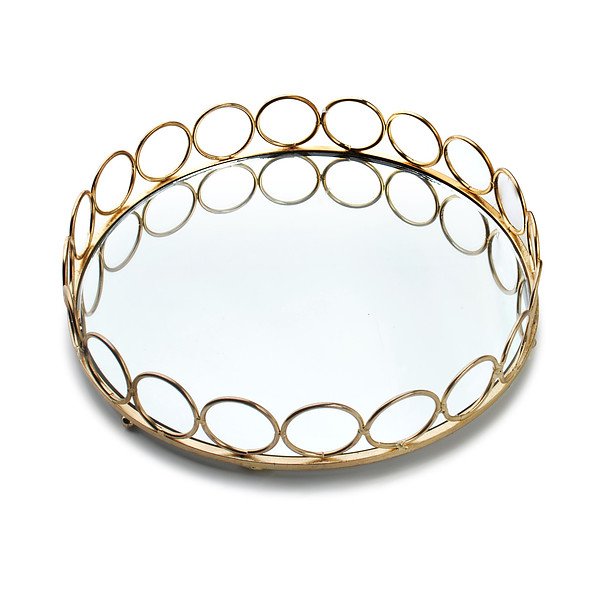 Taca dekoracyjna metalowa okrągła CEDRIC ZŁOTA 26 cm