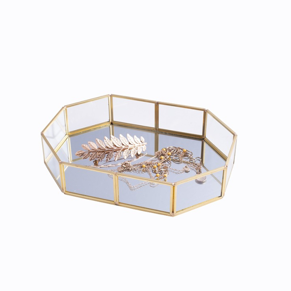 Taca dekoracyjna szklana GLODEN HONEY 20 x 14 cm