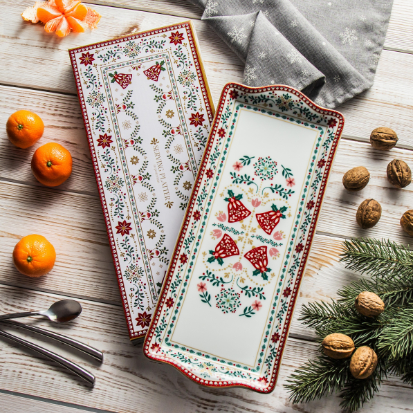 Talerz / półmisek świąteczny porcelanowy EASY LIFE CHRISTMAS FOLK 35 x 15 cm