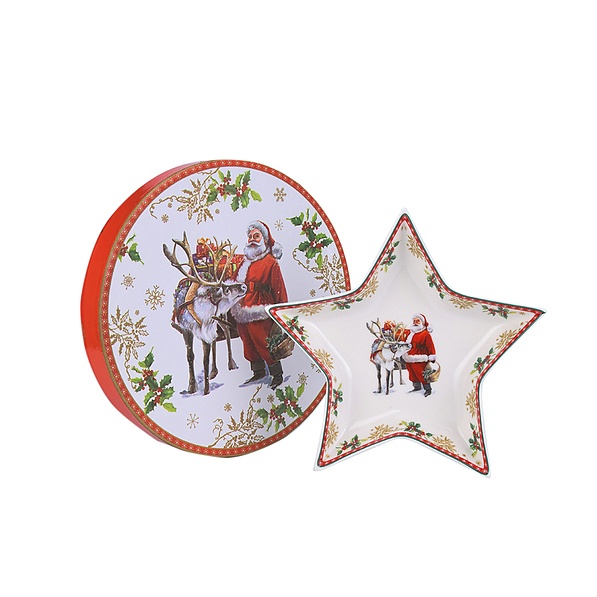 Talerz dekoracyjny porcelanowy MAGIC CHRISTMAS GWIAZDA BIAŁY 19 cm