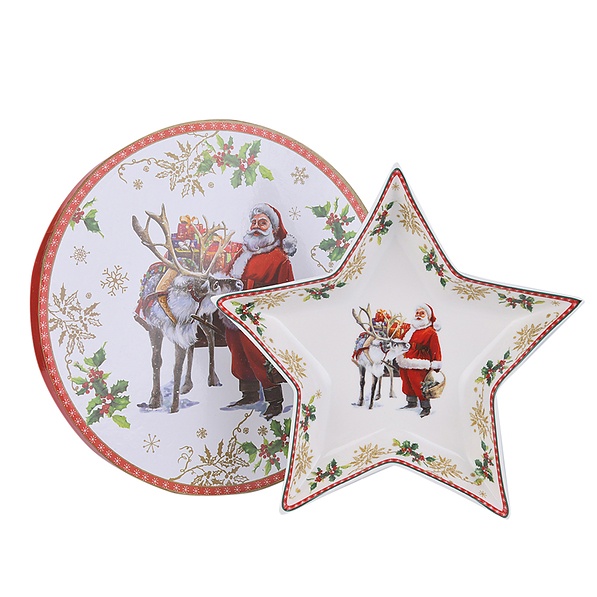 Talerz dekoracyjny porcelanowy MAGIC CHRISTMAS GWIAZDA BIAŁY 25,5 cm