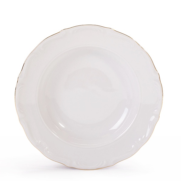 Talerz obiadowy głęboki porcelanowy ĆMIELÓW MARIA TERESA Z PASKIEM BIAŁY 22,5 cm