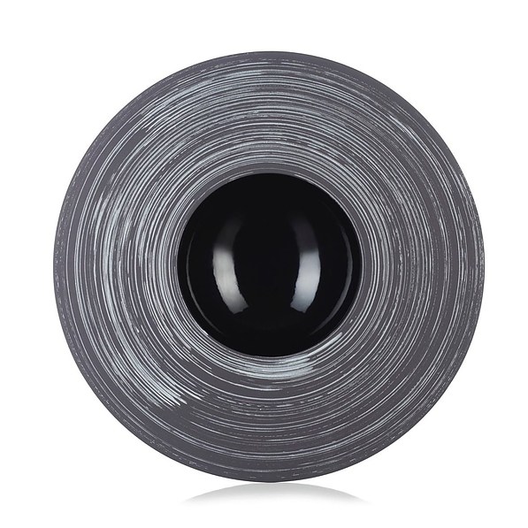 REVOL Solid Silver Crescendo 30,3 cm srebrno czarny – talerz obiadowy głęboki porcelanowy