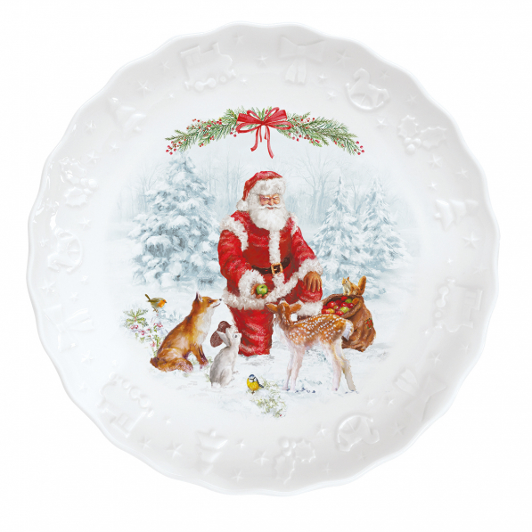 Talerz deserowy porcelanowy X-MASS SANTA BIAŁY 20,5 cm