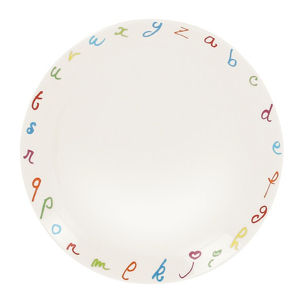 PORCELANA RAK Skola Alfabet 24 cm biały - talerz obiadowy płytki porcelanowy