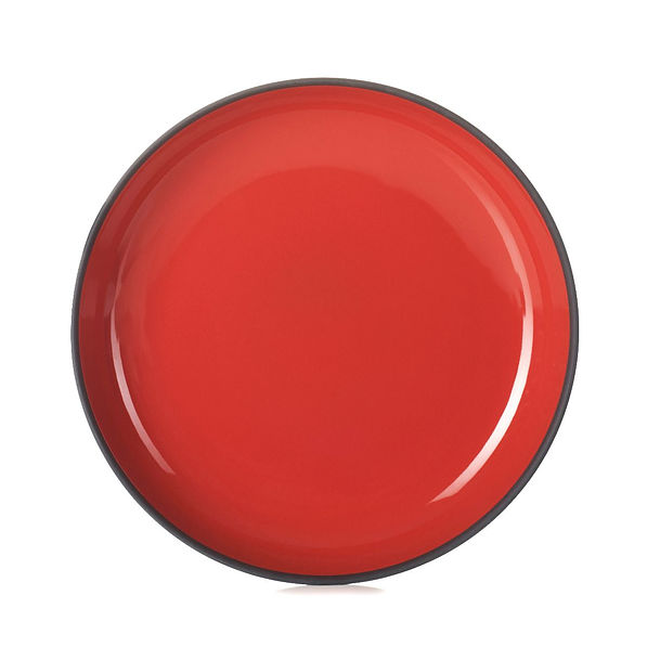 REVOL Solid 27 cm czarno czerwony – talerz obiadowy płytki porcelanowy