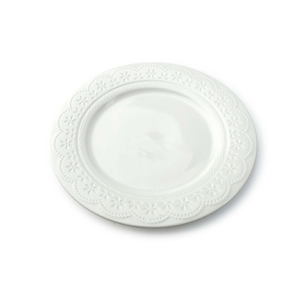 Talerz obiadowy porcelanowy AFFEK DESIGN KORONKA BIAŁY 26 cm