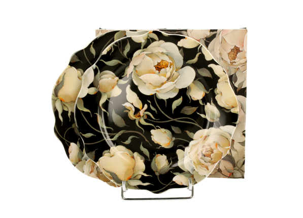 Talerze deserowe porcelanowe DUO THE SECRET GARDEN ENGLISH ROSES BLACK 19,3 cm 2 szt.