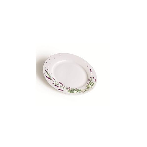 Talerze obiadowe ceramiczne GAŁĄZKI LAWENDY BIAŁY 27,5 cm (4 el.)