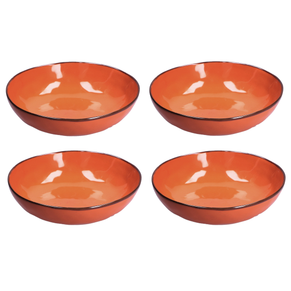 Talerze obiadowe głębokie kamionkowe ROSE TULIPANI CONCERTO ARANCIONE 21 cm 4 szt.