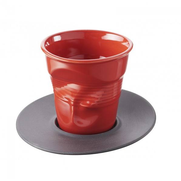 REVOL Froisses Oval 13 cm czarny – talerzyk / spodek porcelanowy