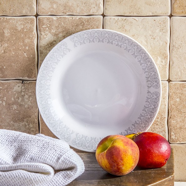 Talerz deserowy ceramiczny KORONKA BIAŁY 19 cm