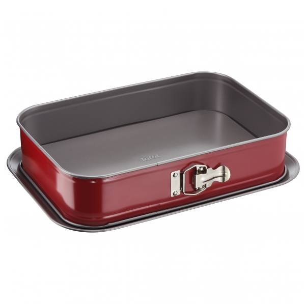 TEFAL Delibake Tiramisu 36 x 24 cm czerwona - tortownica prostokątna z wyjmowanym dnem stalowa