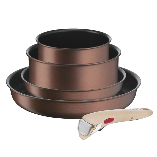 TEFAL Ingenio Eco Respect - zestaw 2 garnków i 2 patelni aluminiowych z uchwytem