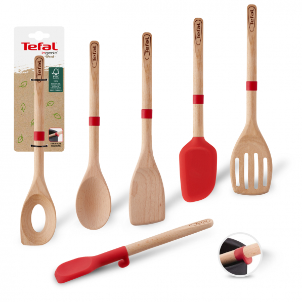 TEFAL Ingenio Wood 6 el. - przybory kuchenne drewniane