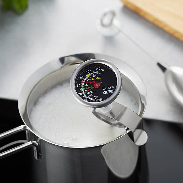 GEFU Sido - termometr kuchenny do herbaty i mleka stalowy z klipsem