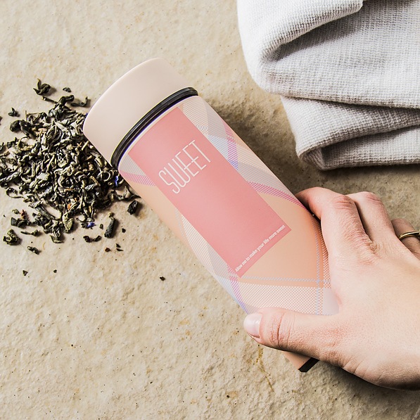 Termos próżniowy do kawy i herbaty stalowy FLASK SWEET RÓŻOWY 0,38 l