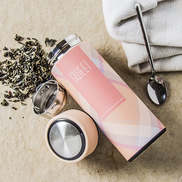 Termos próżniowy do kawy i herbaty stalowy FLASK SWEET RÓŻOWY 0,38 l