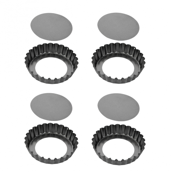 TESCOMA Delicia 4 szt. szare - foremki do tartaletek z wyjmowanym dnem stalowe
