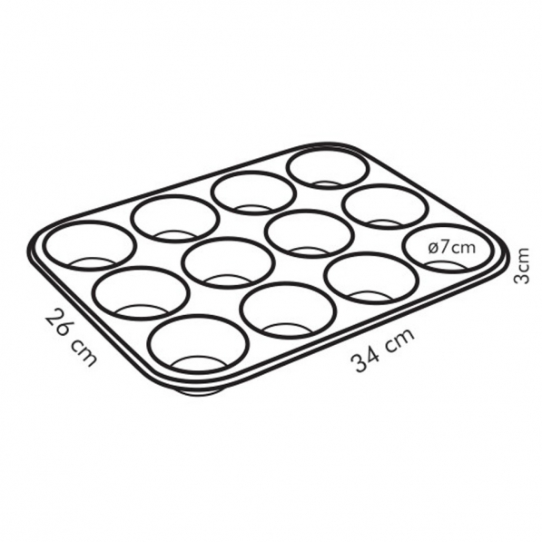 TESCOMA Delicia czarna - forma do pieczenia 12 muffinek i babeczek ze stali nierdzewnej