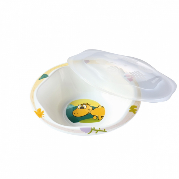 TESCOMA Dino 18 cm biała - miska / salaterka dla dzieci plastikowa z pokrywką