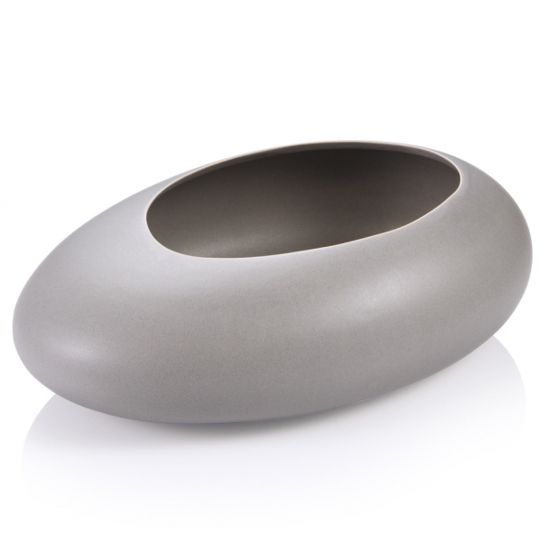 TESCOMA Fancy Home Stones Oval 9,5 cm szara - doniczka / osłonka na kwiaty ceramiczna