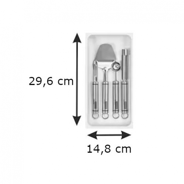 TESCOMA Flexi Space 29,6 x 14,8 cm kremowy - organizer / wkład do szuflady na przybory kuchenne plastikowy