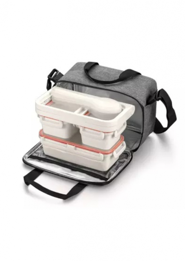 TESCOMA Freshbox szara – torba termoizolacyjna z 3 pojemnikami na lunch