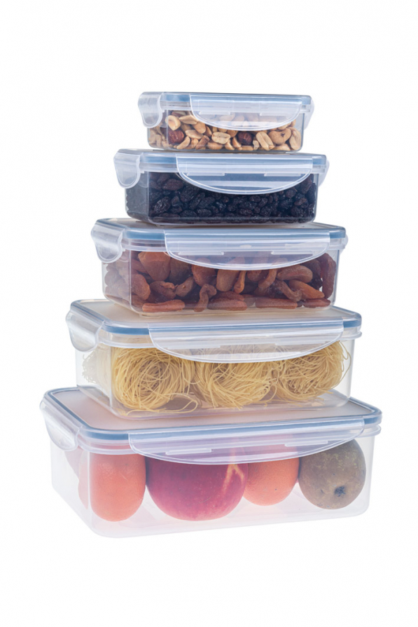 TESCOMA Freshbox prostokątne 5 szt. - zestaw pojemników na żywność hermetycznych plastikowych