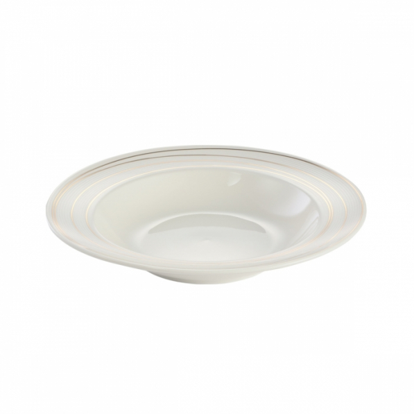 TESCOMA Opus Gold 22 cm biały - talerz obiadowy głęboki porcelanowy