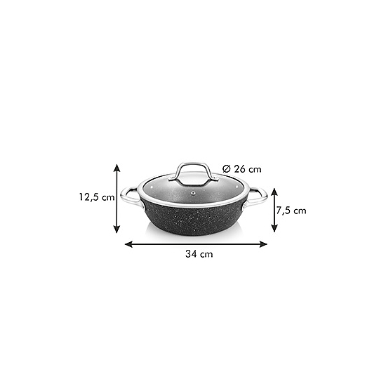 TESCOMA President Stone 26 cm czarna - patelnia / wok nieprzywierający 