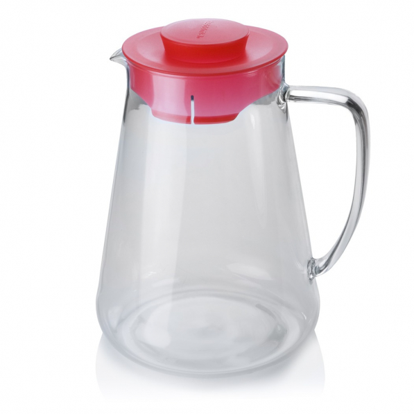 TESCOMA Teo 2,5 l czerwony - dzbanek do wody i napojów szklany z pokrywką