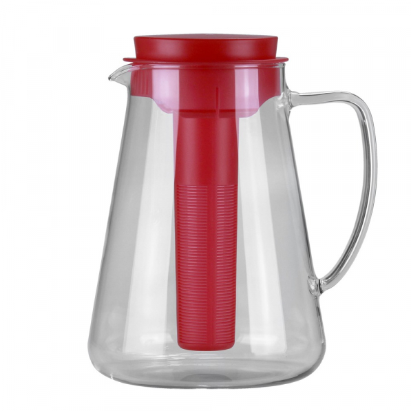 TESCOMA Teo 2,5 l czerwony - dzbanek do wody i napojów szklany z wkładem chłodzącym i zaparzaczem