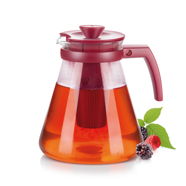 TESCOMA Teo Tone 1,7 l czerwony - dzbanek do herbaty szklany z zaparzaczem