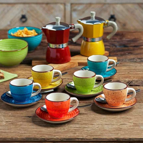 TOGNANA Art and Pepper 90 ml 6 szt. - filiżanki do espresso kamionkowe ze spodkami
