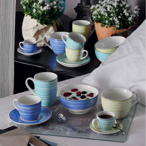 TOGNANA Bahamas 200 ml 6 szt. - filiżanki do kawy i herbaty porcelanowe ze spodkami