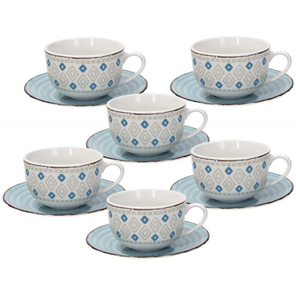 TOGNANA Casablanca 90 ml 6 szt. - filiżanki do espresso porcelanowe ze spodkami