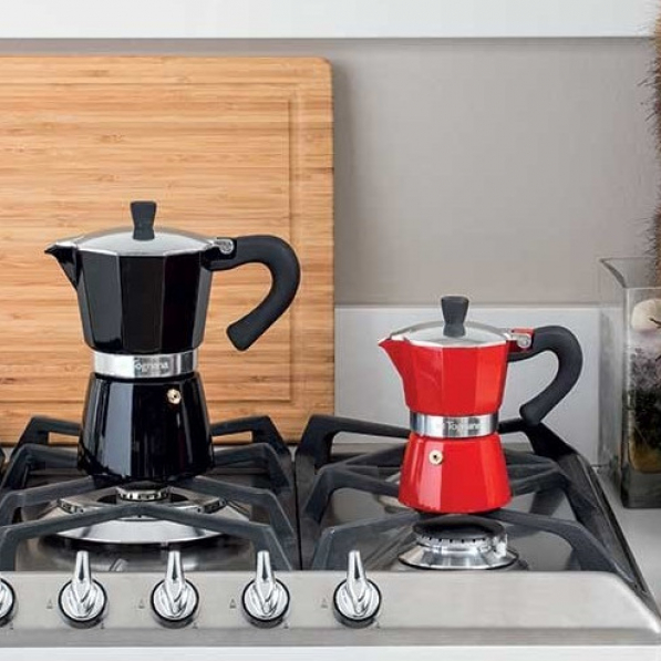 TOGNANA Coffee Star Black na 6 filiżanek espresso (6 tz) czarna - kawiarka aluminiowa ciśnieniowa