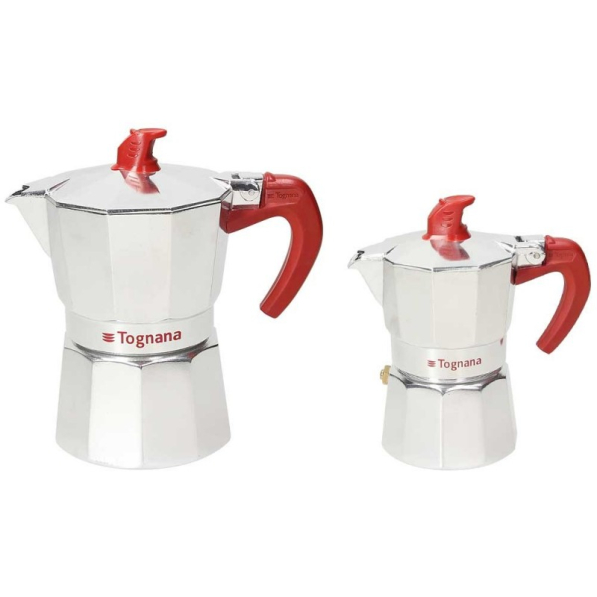 TOGNANA Coffee Time - na 1 filiżankę espresso i na 3 filiżanki espresso (1/3 tz) - komplet kawiarek aluminiowych ciśnieniowych