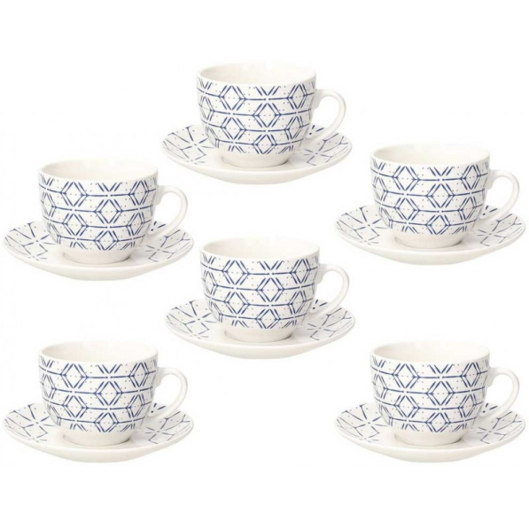 TOGNANA Down Town 270 ml 6 szt. - filiżanki do kawy i herbaty porcelanowe ze spodkami