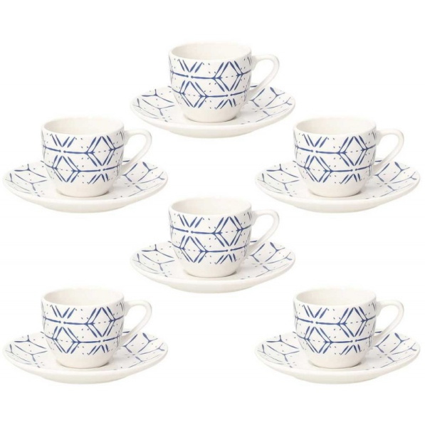 TOGNANA Down Town 90 ml 6 szt. - filiżanki do espresso porcelanowe ze spodkami