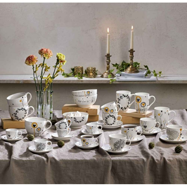 TOGNANA Goldy 270 ml 6 szt. - filiżanki do kawy i herbaty porcelanowe ze spodkami