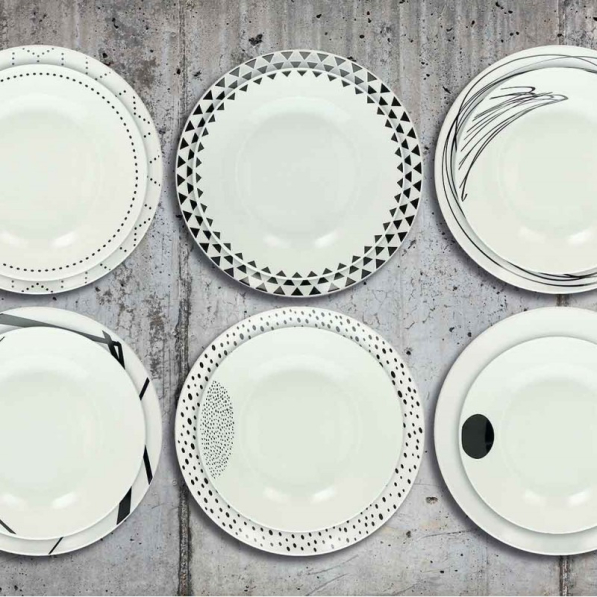 TOGNANA Graphic 18 el. - komplet talerzy porcelanowych na 6 osób