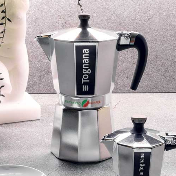 TOGNANA Italika Premium na 9 filiżanek espresso (9 tz) - kawiarka aluminiowa ciśnieniowa