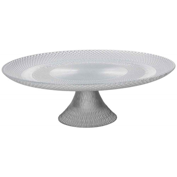 TOGNANA Lust Silver 28 cm - patera stała na ciasto szklana